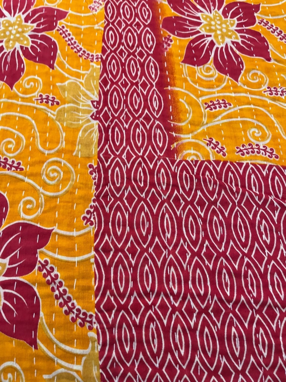 KANTHA QUILT HANDCRAFTED LIGHTWEIGHT REVERSIBLE BLANKET THROW BEDDING FROM INDIA - Picture 5 of 12